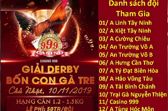 Xem đá gà trực tiếp “GIẢI DERBY 4 CON GÀ TRE” ngày 10/11/2019