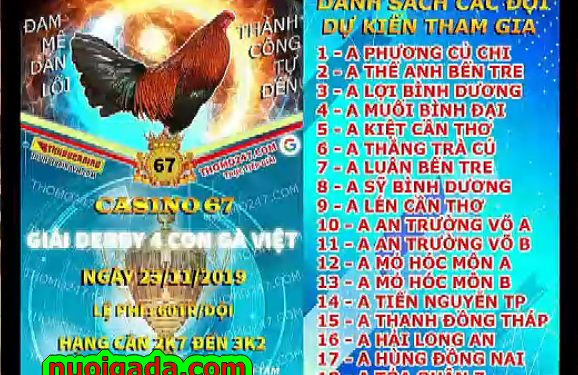 Trực tiếp đá gà “Giải gà Việt ngày 23/11/2019” tại casino 67