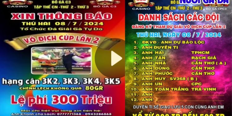 Trực tiếp đá gà Thomo Campuchia CPC3 ngày 5/7/2024